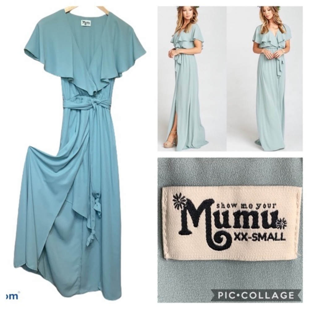 Show Me Your MuMu Audrey Maxi Dress SilverSage XXS